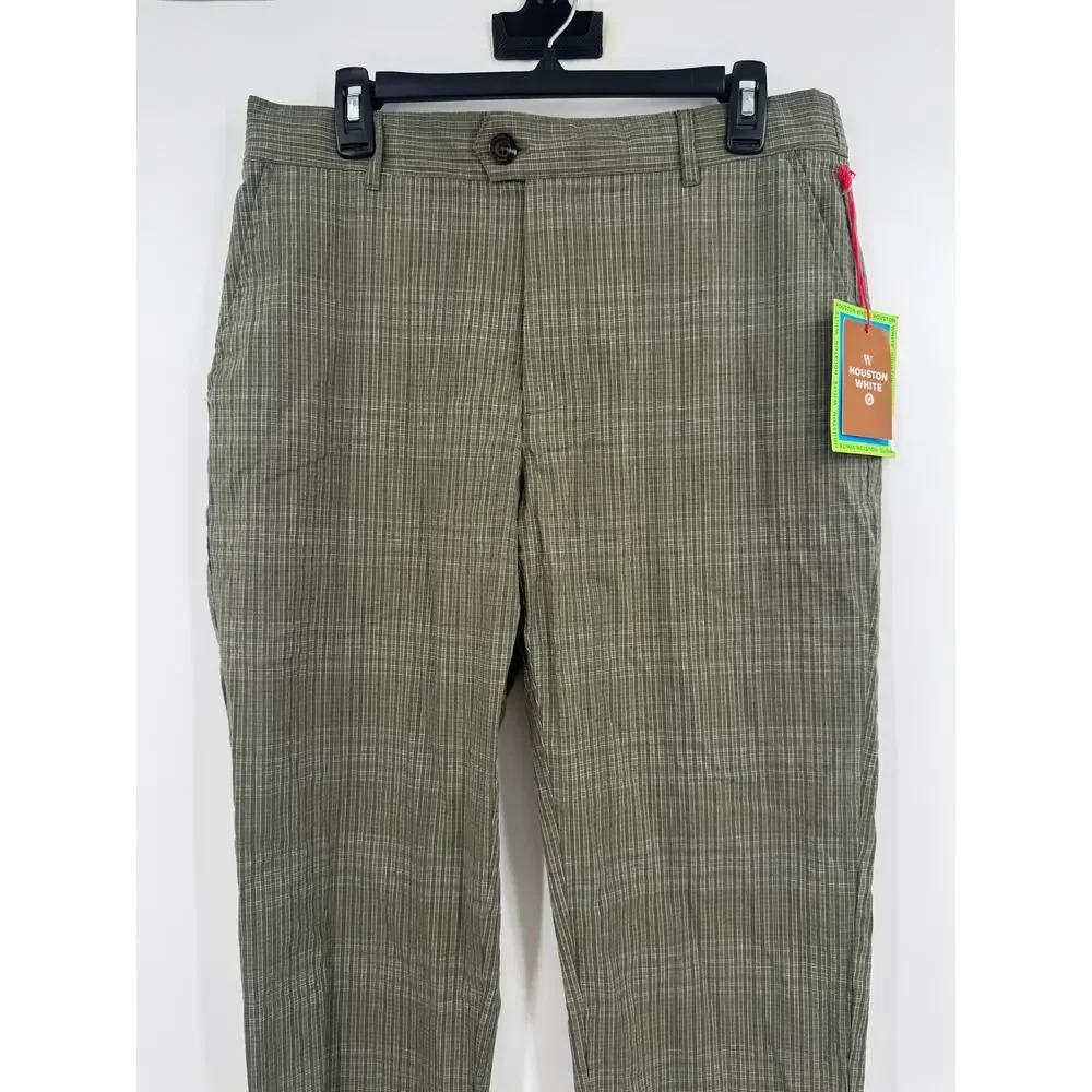 Houston White Mens Plaid Straight Suit Pants Olive Green Trousers Medium